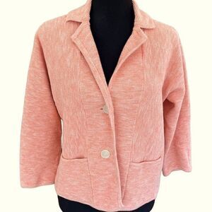 DAMASK peach/ white cotton blend button front jacket size M